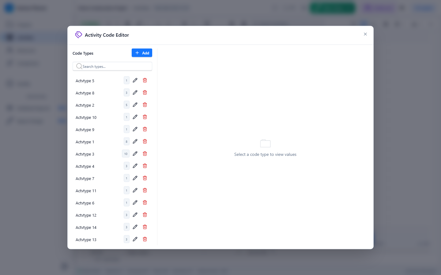 Activity Code Editor โ code types and values