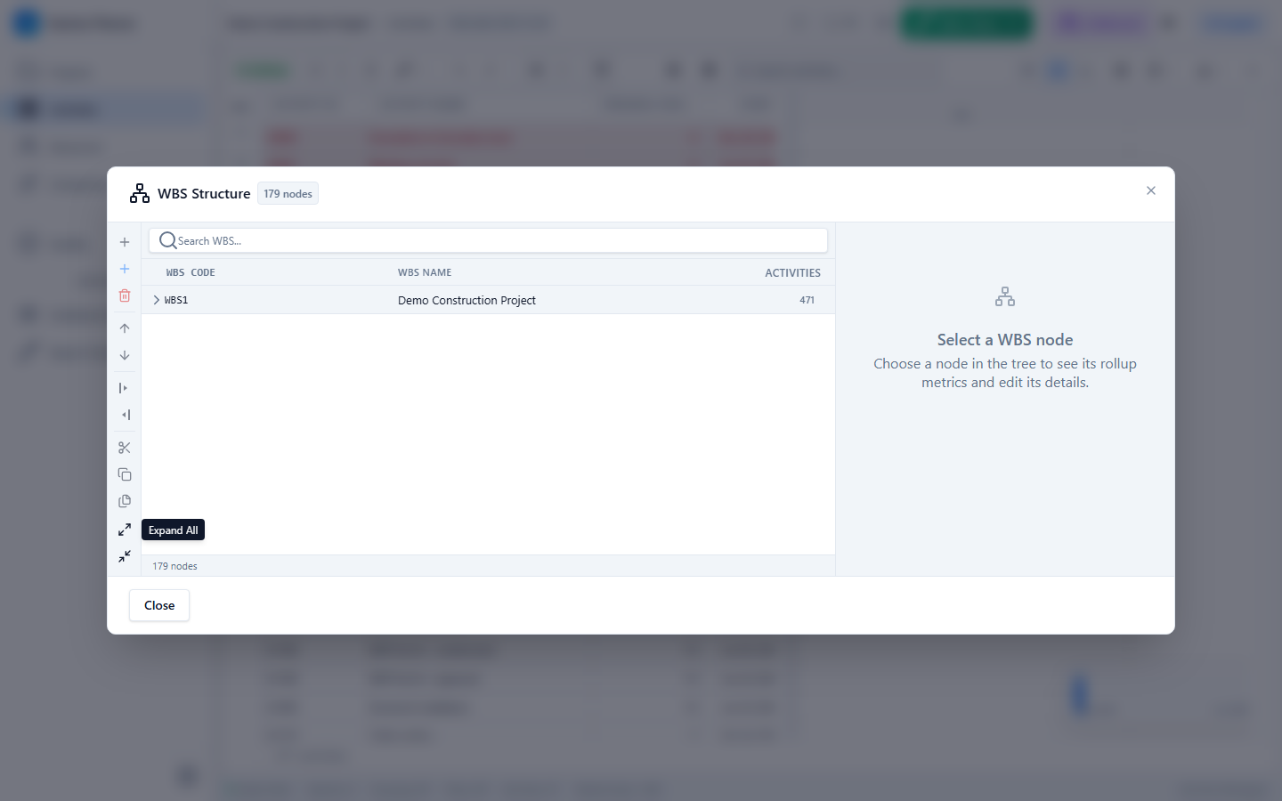 WBS Structure Editor โ add, move, and rename WBS nodes